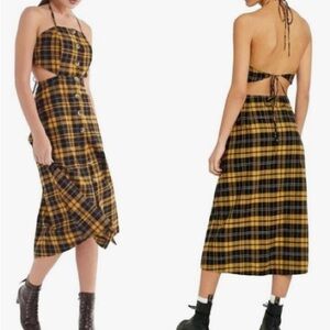 Plaid urban outfitters backless dress